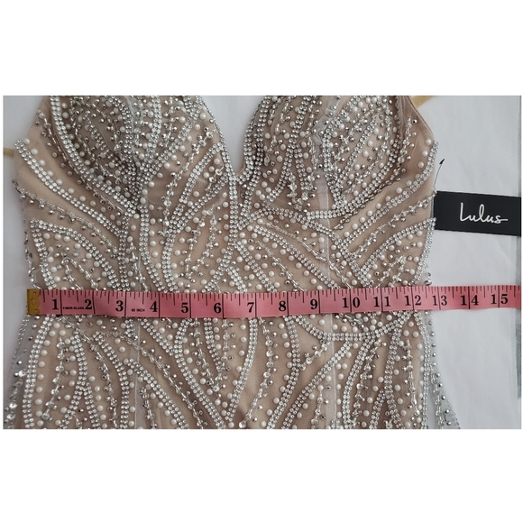Luxe of a Lifetime Beige Beaded Mermaid Maxi Dress - Picture 11 of 13